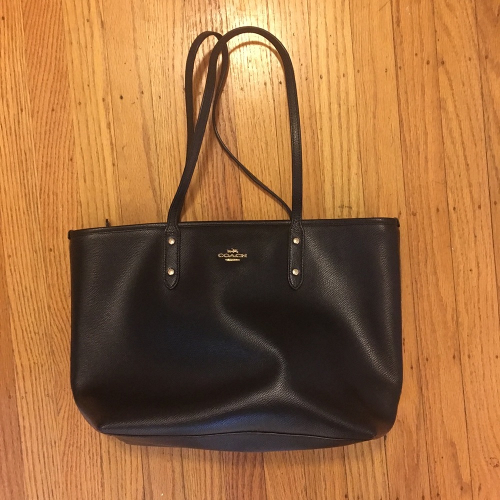 Black Leather Coach Handbag